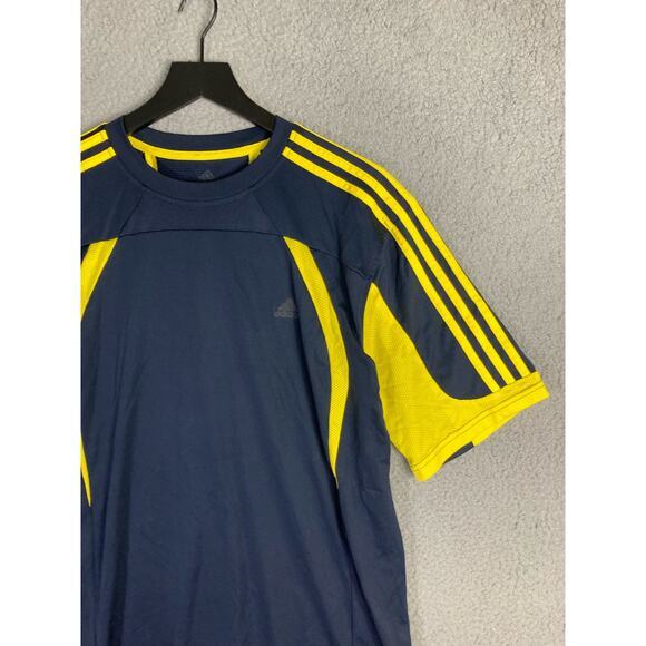 Adidas Men's Blue Climacool Striped T-Shirt‎ Soccer Jersey Size L Short Sleeve - Picture 6 of 10